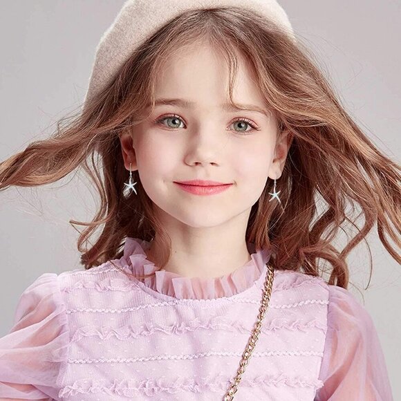 925 Sterling Silver Nautical Hawaiian Sea Beach Starfish Opal Fish Hoops Earings - Picture 4 of 8